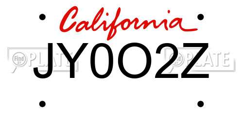JY0O2Z California License Plate