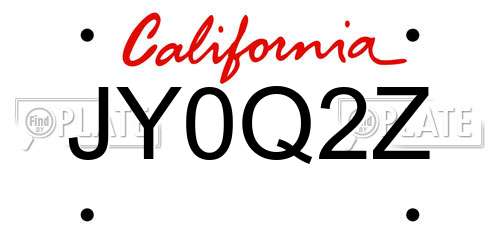 JY0Q2Z California License Plate