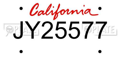 JY25577 California License Plate
