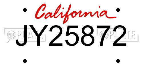 JY25872 California License Plate