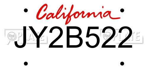 JY2B522 California License Plate