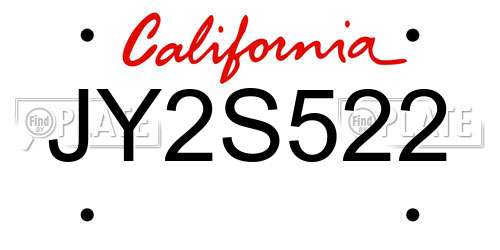 JY2S522 California License Plate