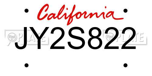 JY2S822 California License Plate