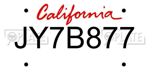 JY7B877 California License Plate