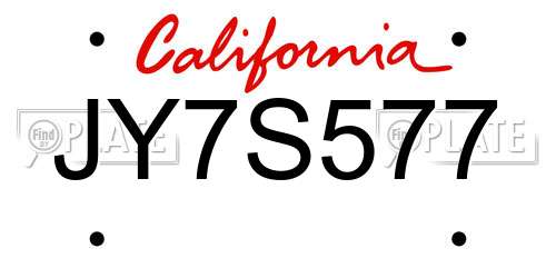 JY7S577 California License Plate