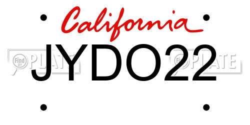 JYDO22 California License Plate