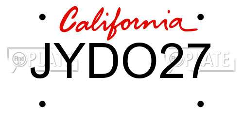 JYDO27 California License Plate