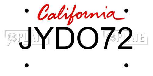 JYDO72 California License Plate