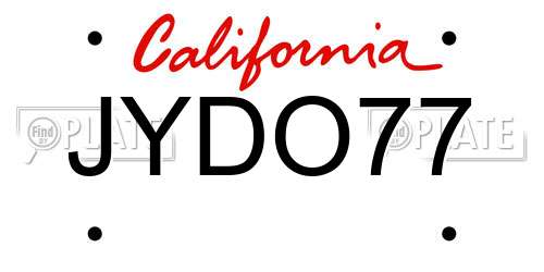 JYDO77 California License Plate