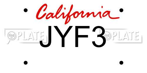 JYF3 California License Plate
