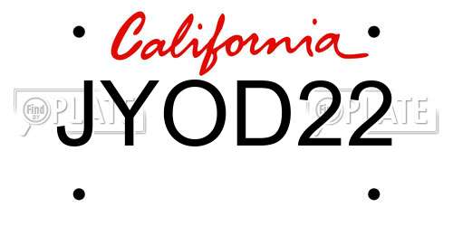 JYOD22 California License Plate