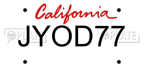 JYOD77 California License Plate