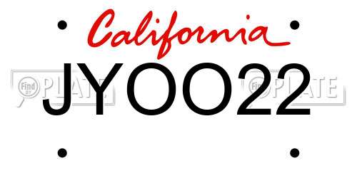 JYOO22 California License Plate