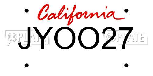 JYOO27 California License Plate
