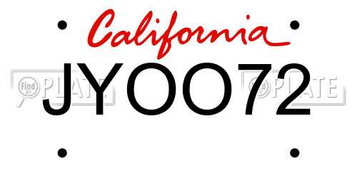JYOO72 California License Plate