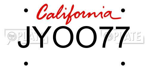 JYOO77 California License Plate