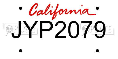 JYP2079 California License Plate