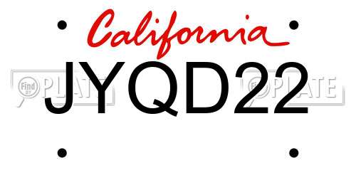 JYQD22 California License Plate