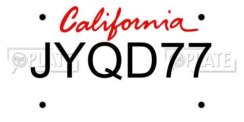 JYQD77 California License Plate