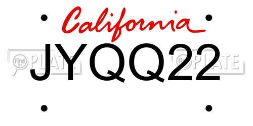 JYQQ22 California License Plate