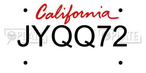 JYQQ72 California License Plate