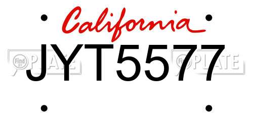 JYT5577 California License Plate