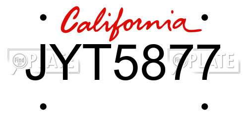 JYT5877 California License Plate