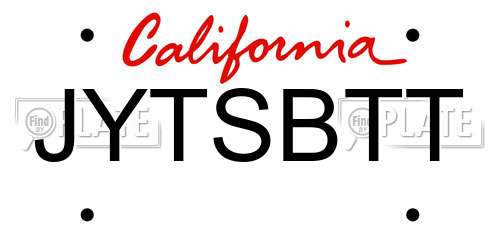 JYTSBTT California License Plate