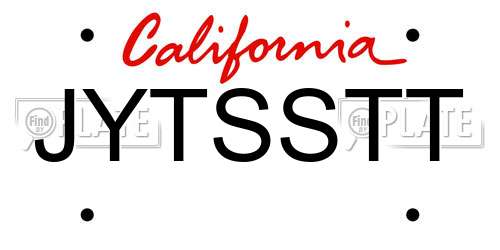 JYTSSTT California License Plate