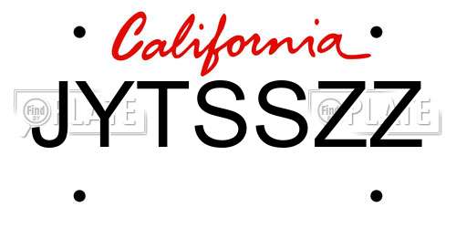JYTSSZZ California License Plate