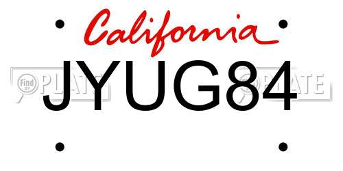 JYUG84 California License Plate