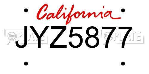 JYZ5877 California License Plate
