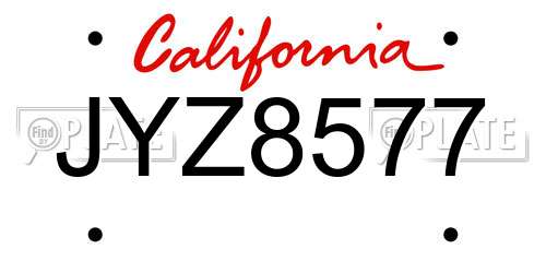 JYZ8577 California License Plate