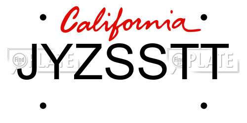 JYZSSTT California License Plate