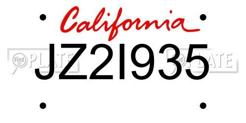 JZ2I935 California License Plate