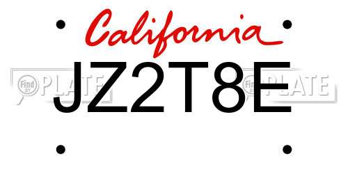 JZ2T8E California License Plate