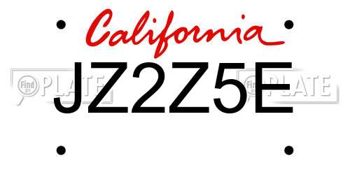 JZ2Z5E California License Plate