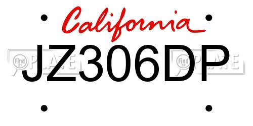 JZ306DP California License Plate