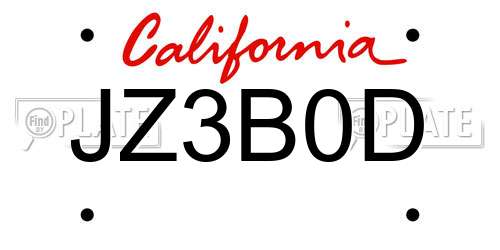 JZ3B0D California License Plate