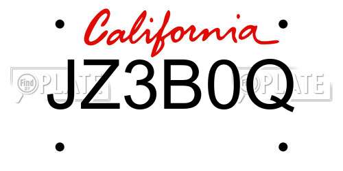 JZ3B0Q California License Plate