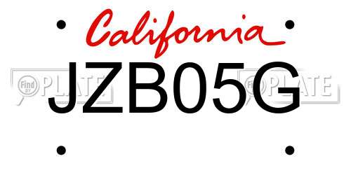 JZB05G California License Plate