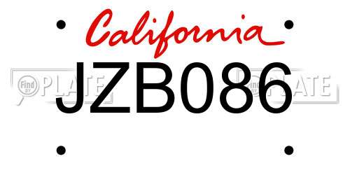 JZB086 California License Plate