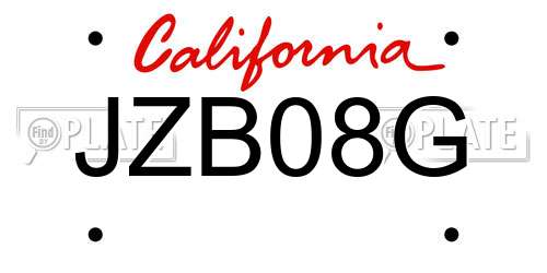 JZB08G California License Plate