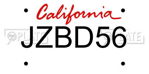 JZBD56 California License Plate