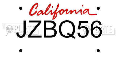 JZBQ56 California License Plate