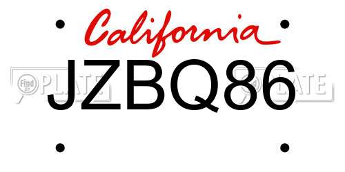 JZBQ86 California License Plate