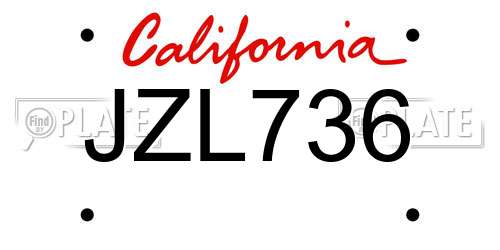 JZL736 California License Plate
