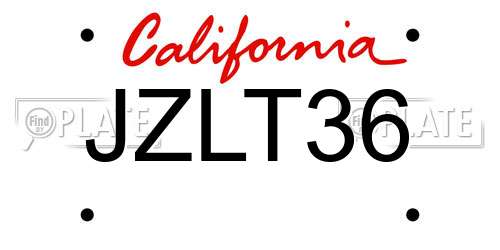 JZLT36 California License Plate