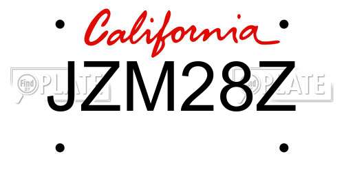 JZM28Z California License Plate