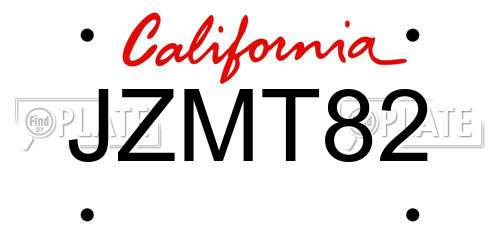 JZMT82 California License Plate
